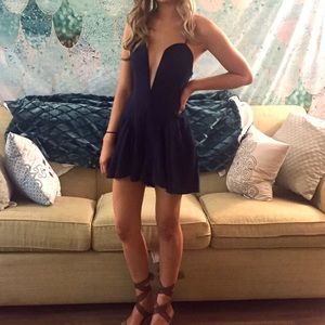 LF strappy romper, navy, sweetheart neckline